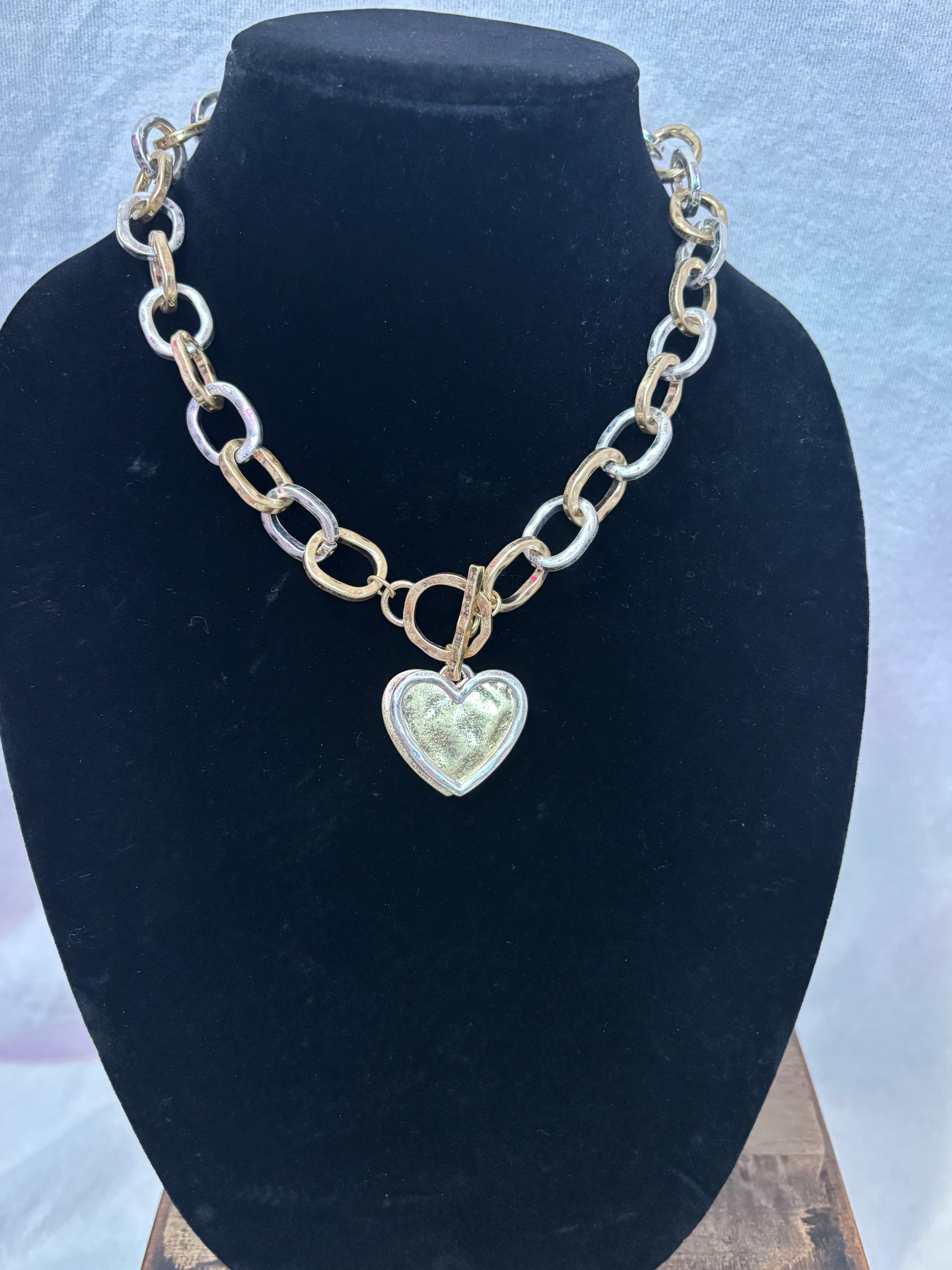 Two Tone Heart Necklace