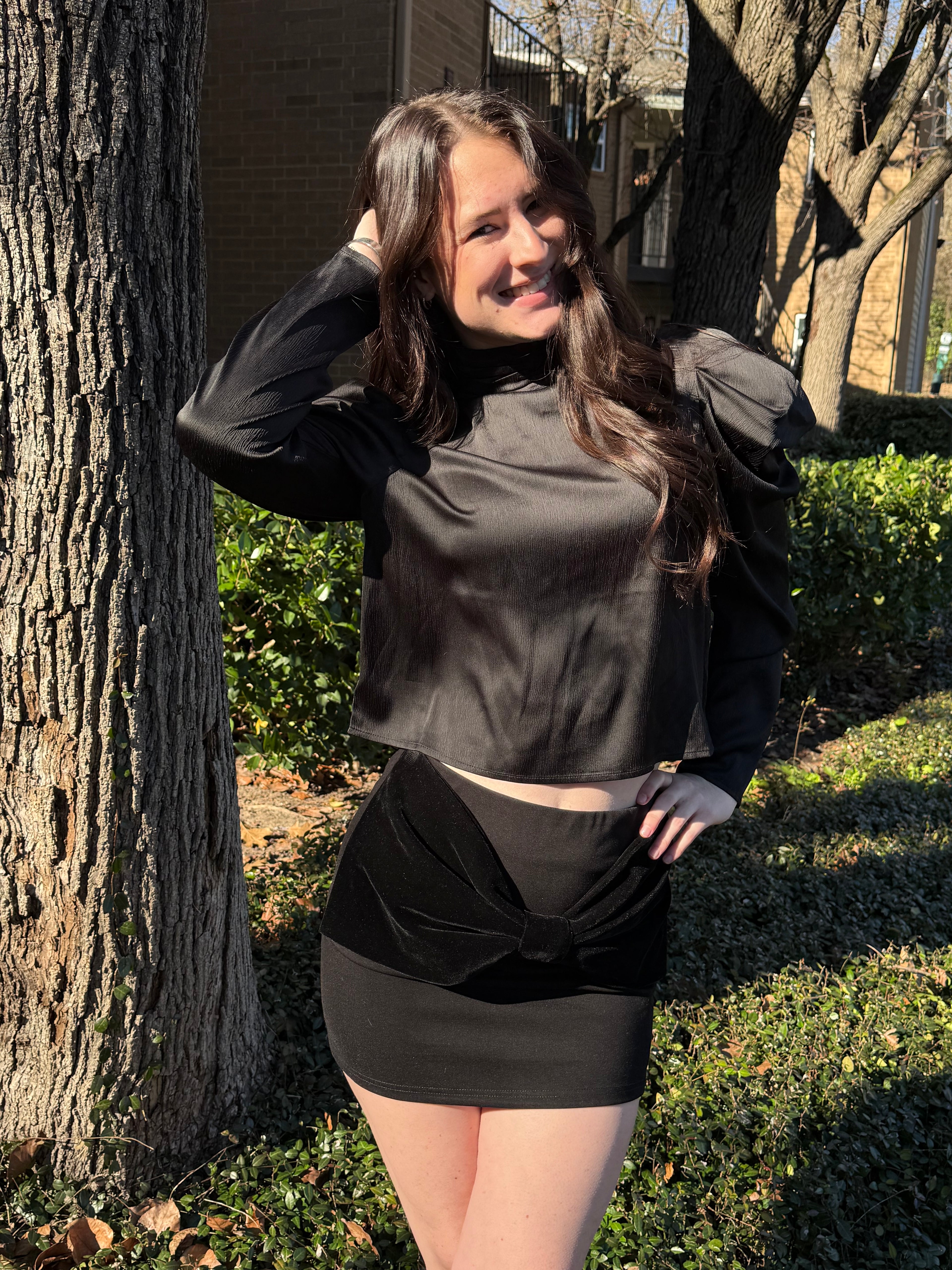 Velvet Bow Mini Skirt