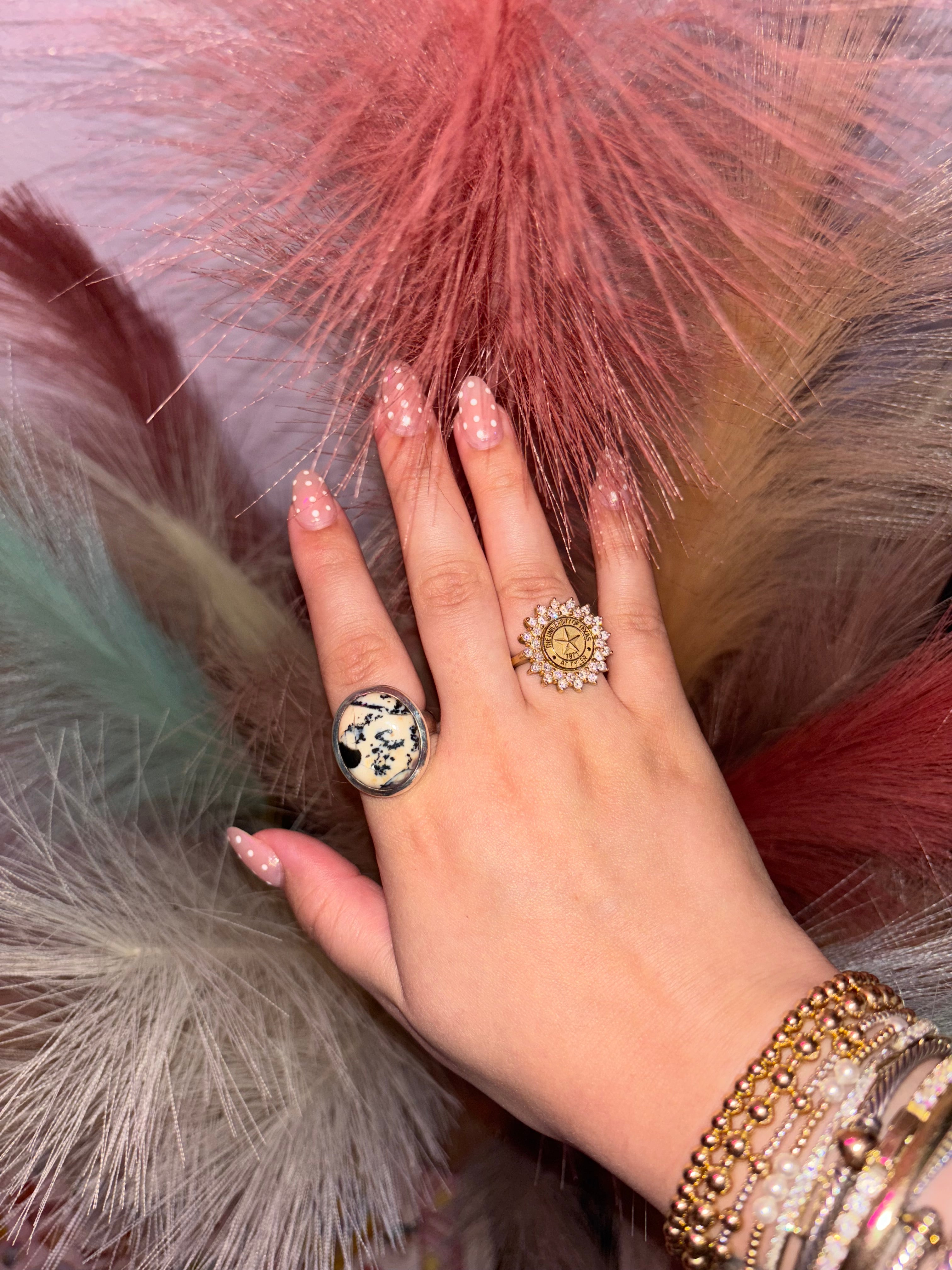 Authentic Stone Ring Ivory and Black