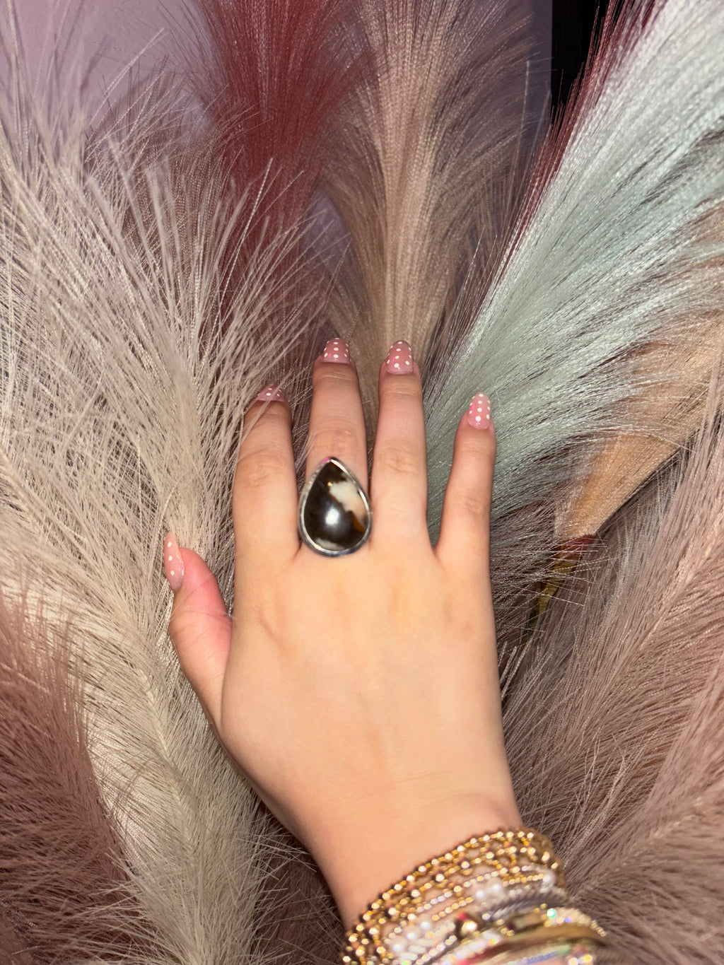 Authentic Stone Ring CowPrint