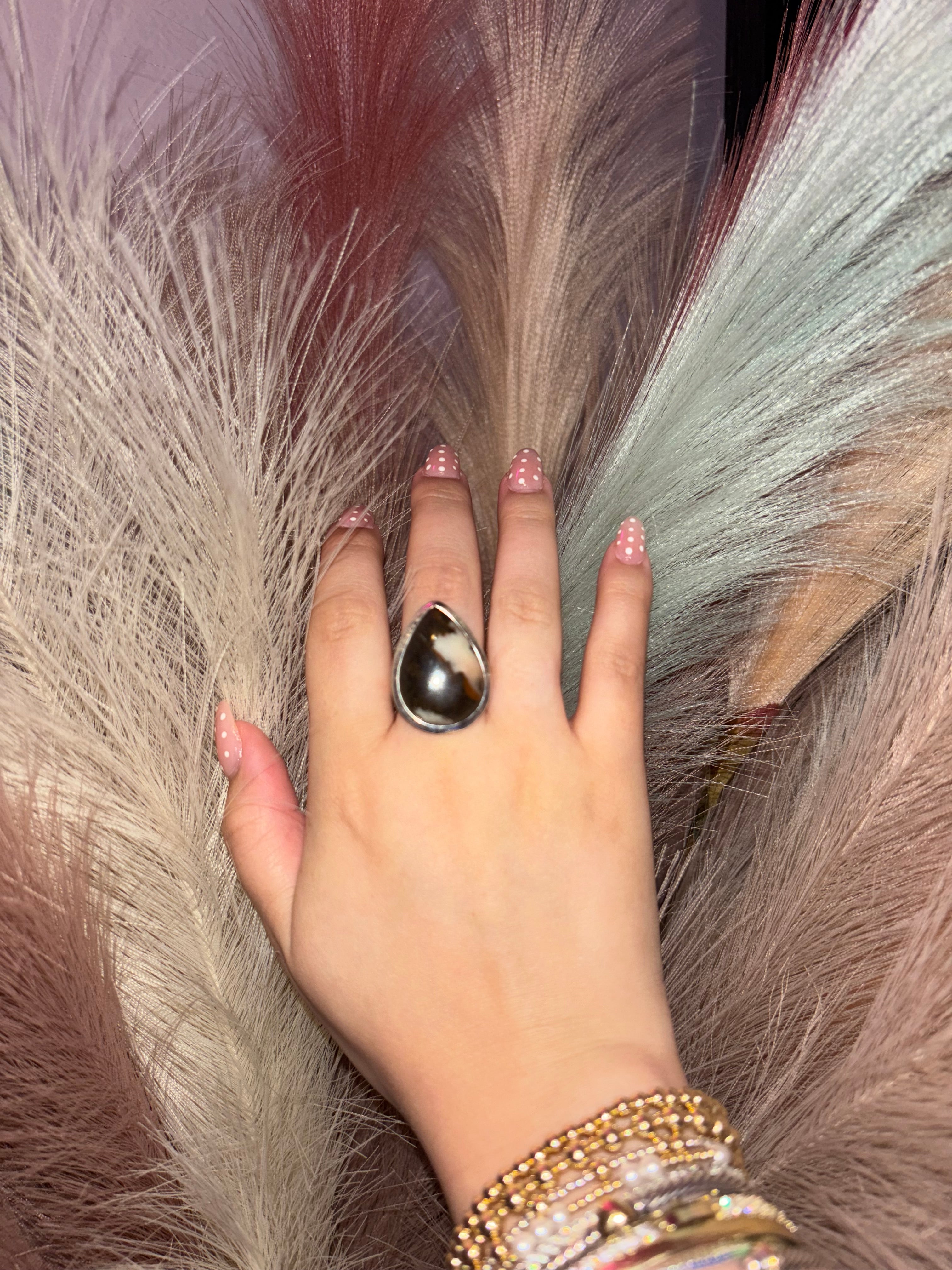 Authentic Stone Ring CowPrint