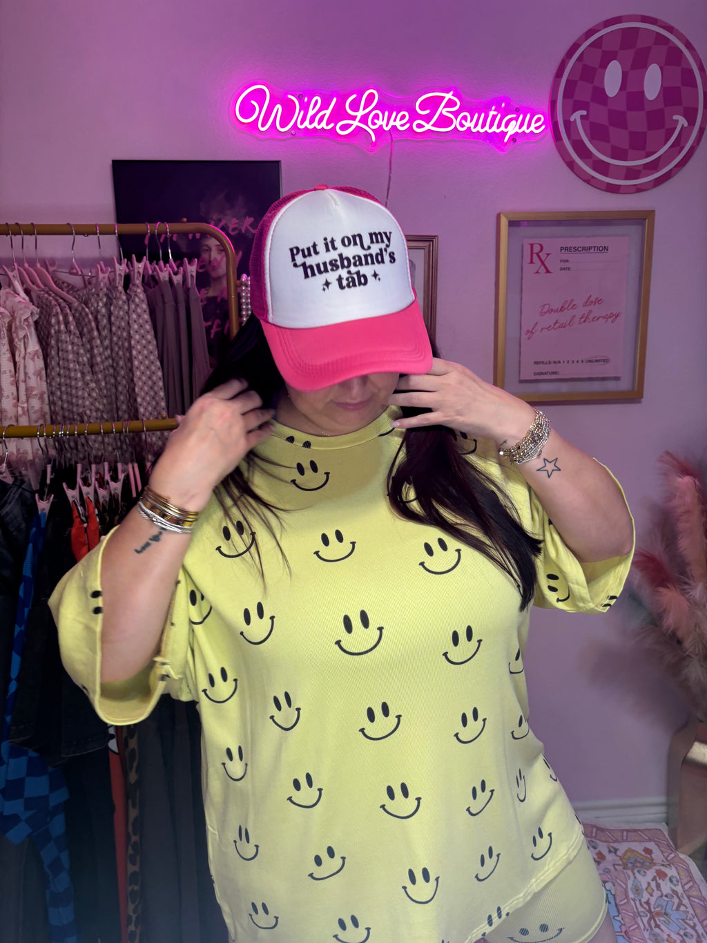 Put It On My Husbands Tab Trucker Hat