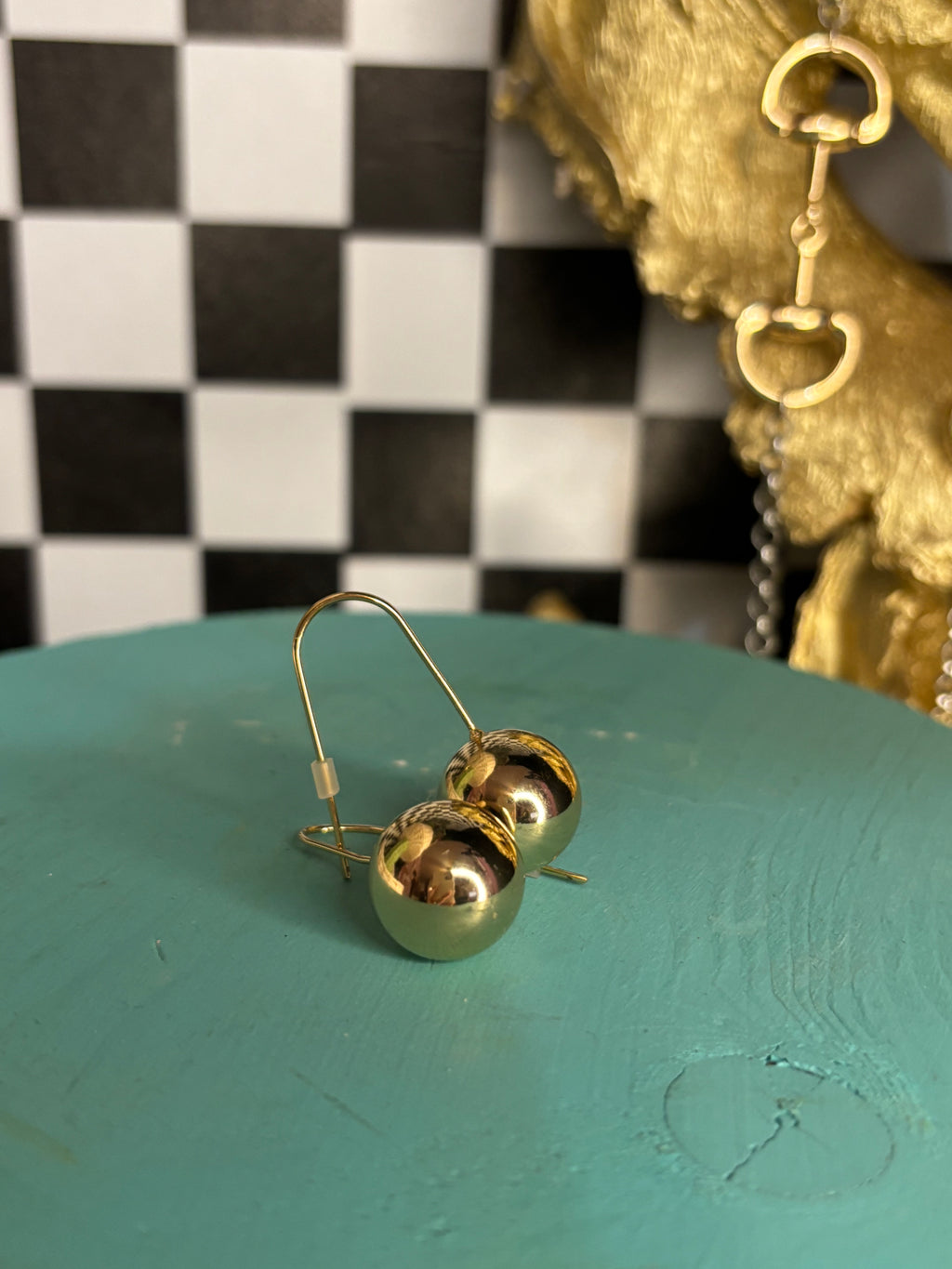Gold Ball Drop Earrings