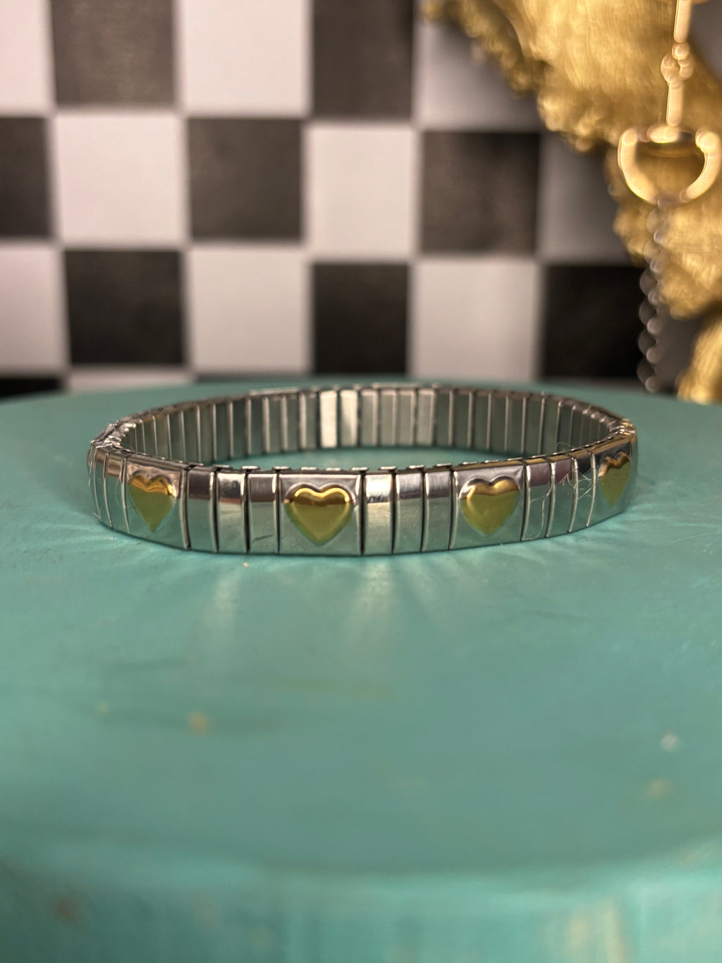 Mixed Metal Heart Italian Bracelet