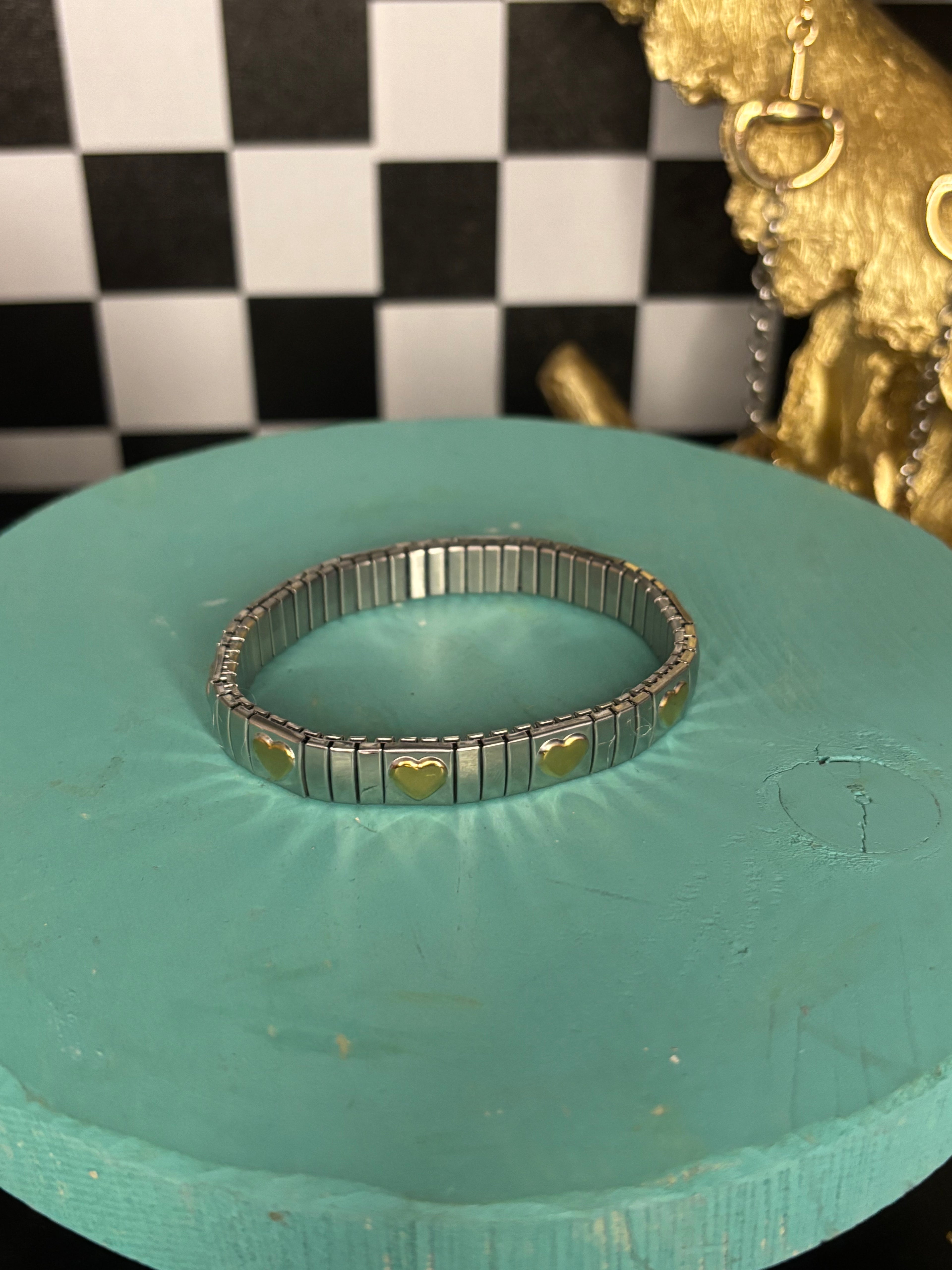 Mixed Metal Heart Italian Bracelet