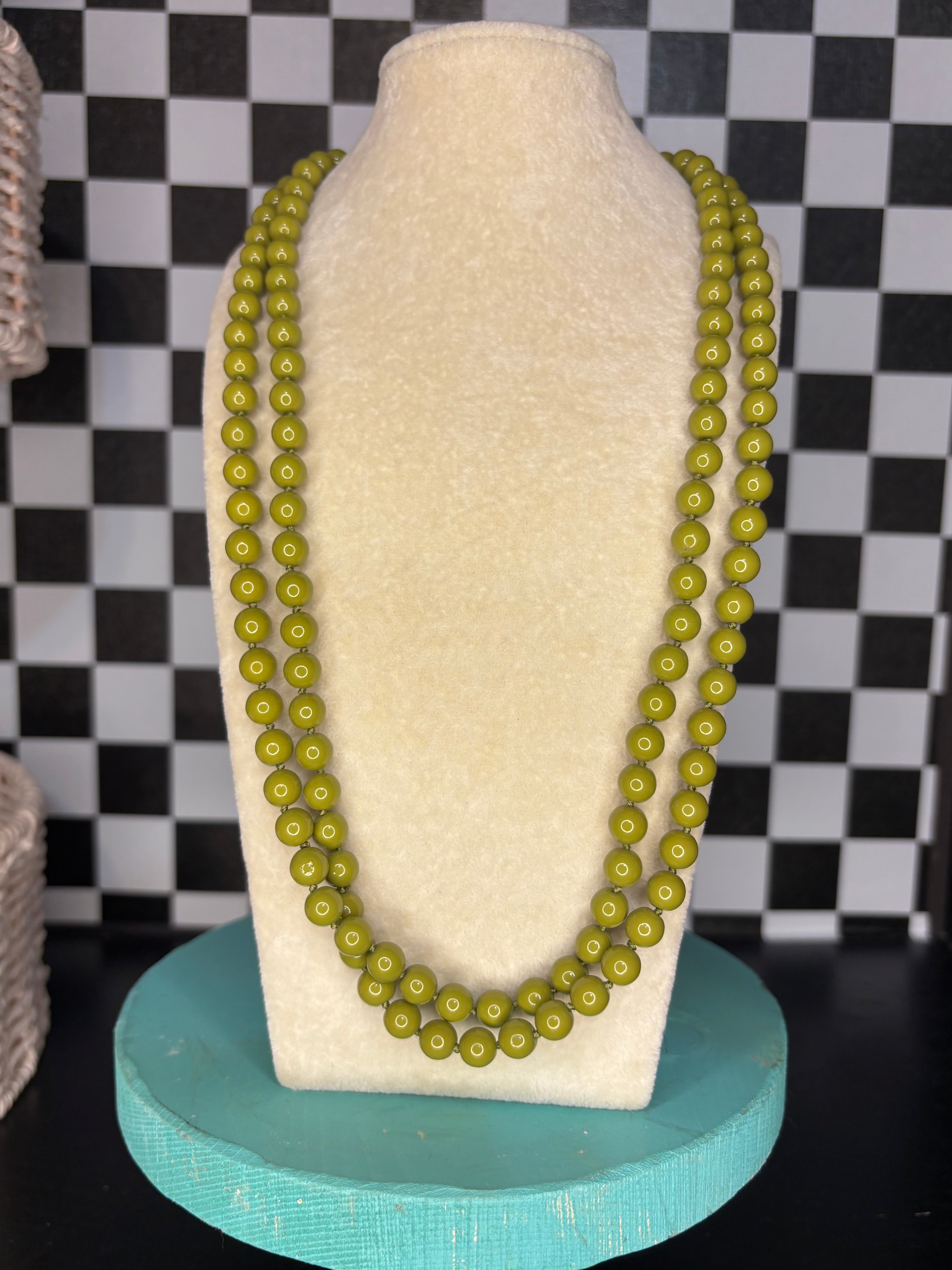 Olive Green Beaded Necklace