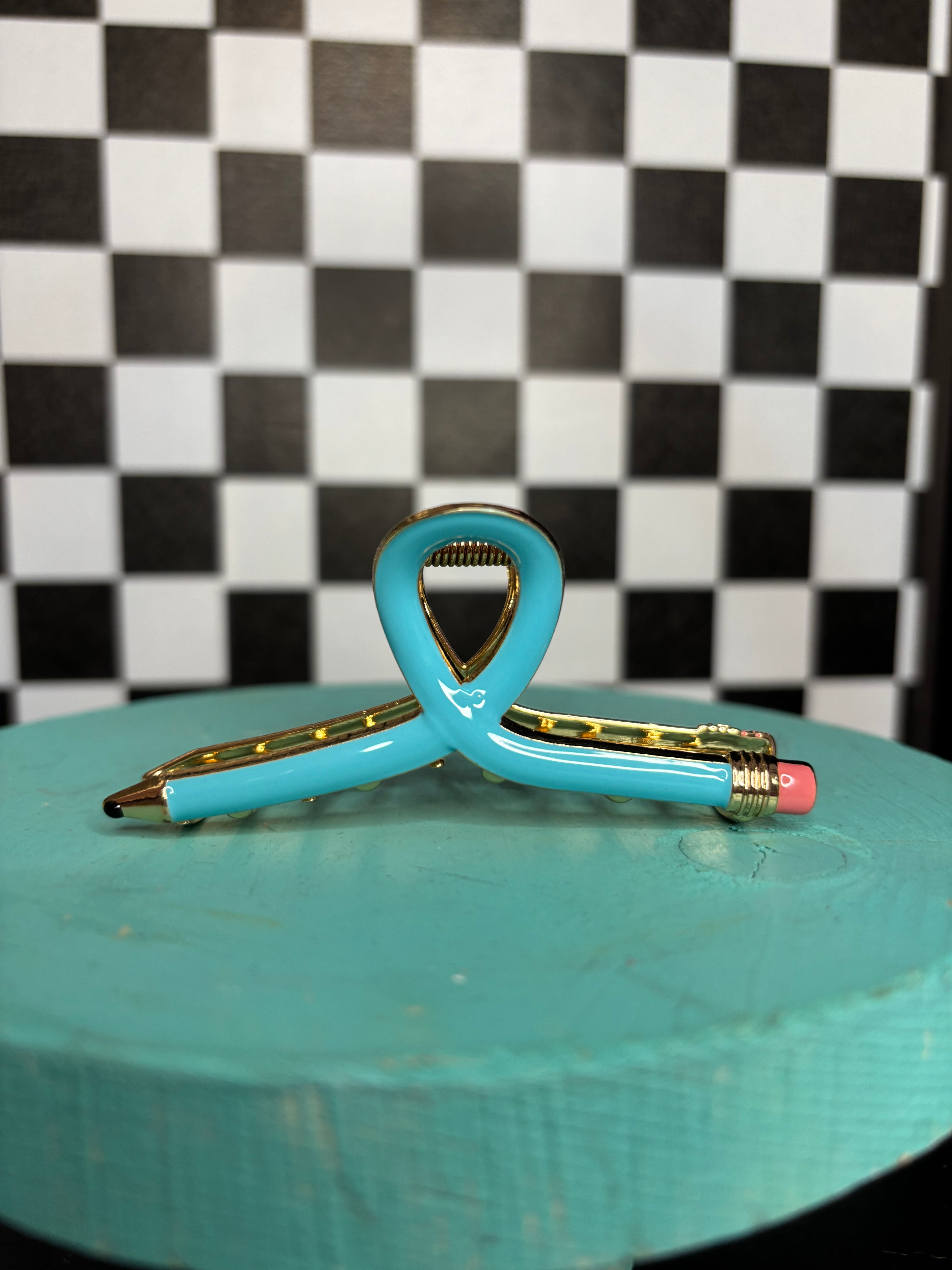 Blue Pencil Claw Clip
