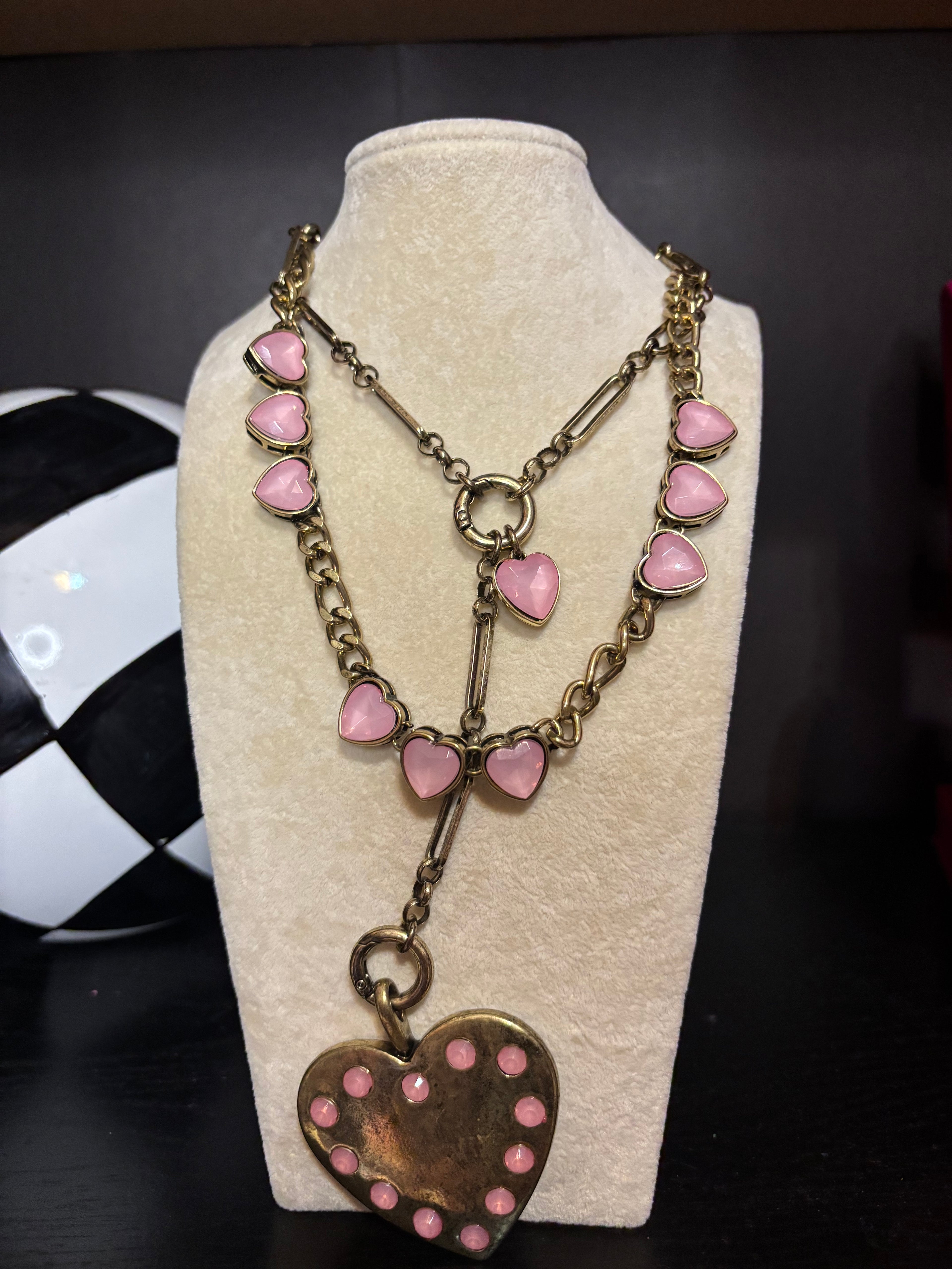 Chunky Heart Lariat Necklace