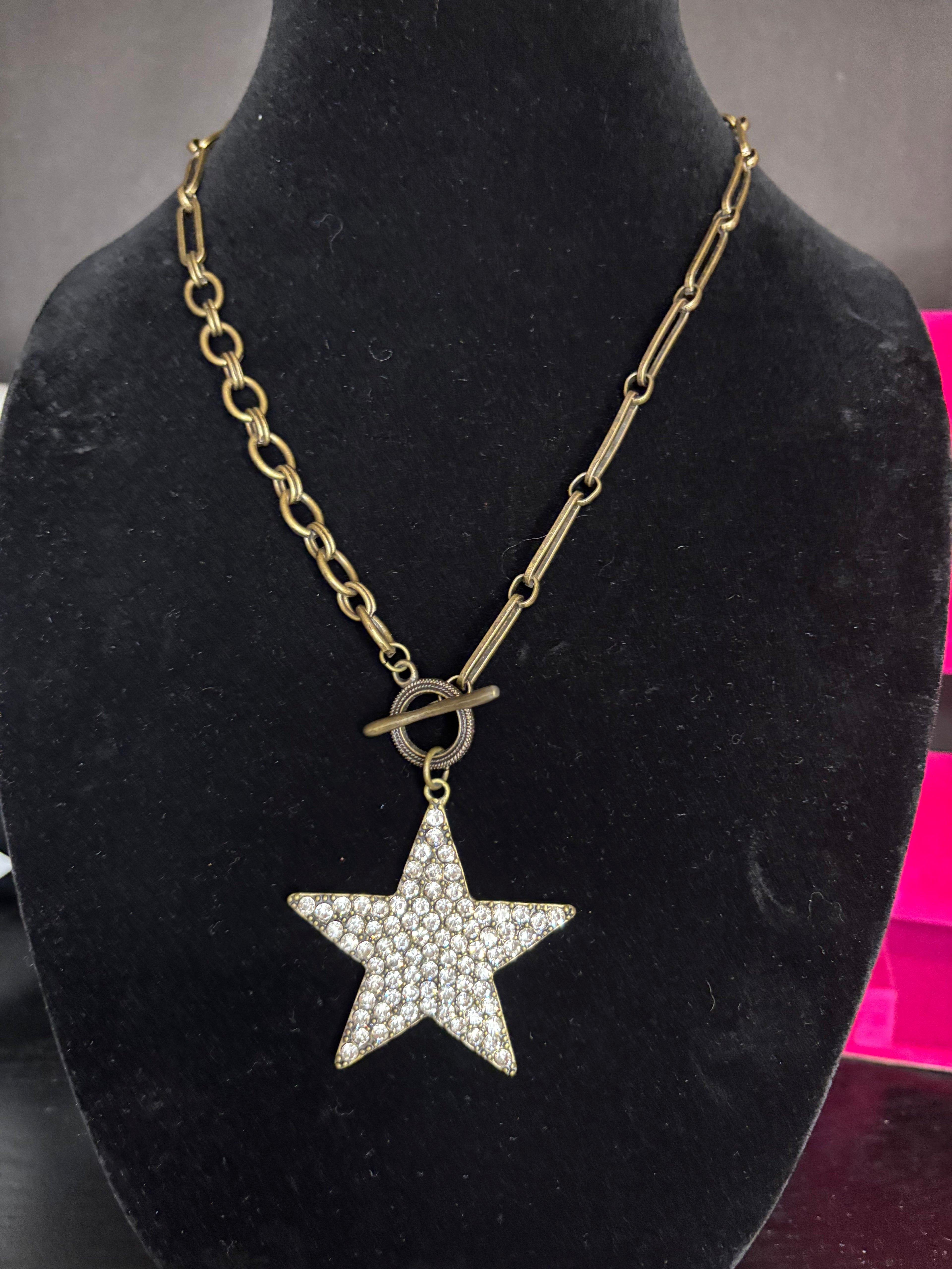 Rustic Diamond Star Necklace