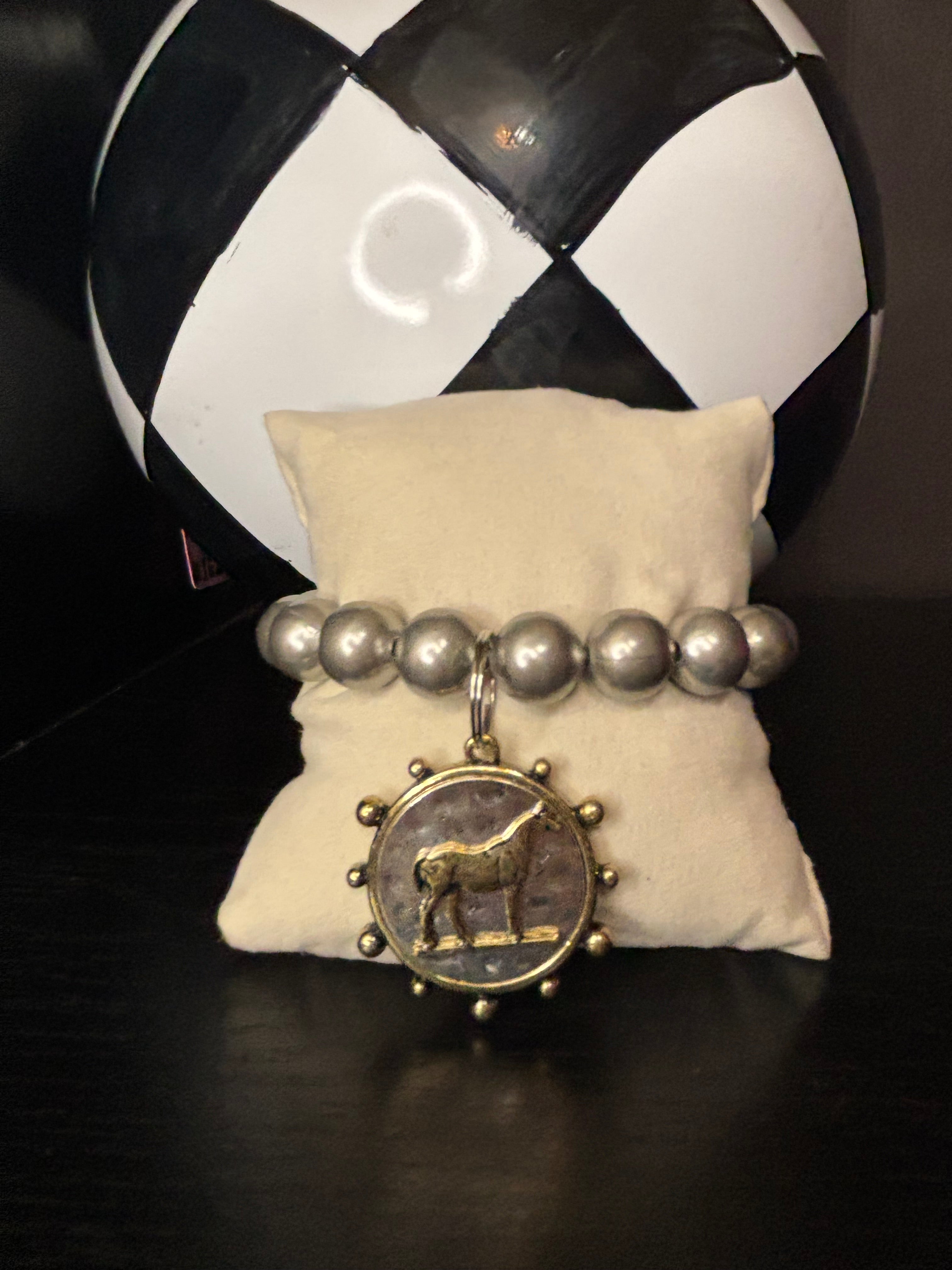 Mixed Metal Horse Coin Bracelet