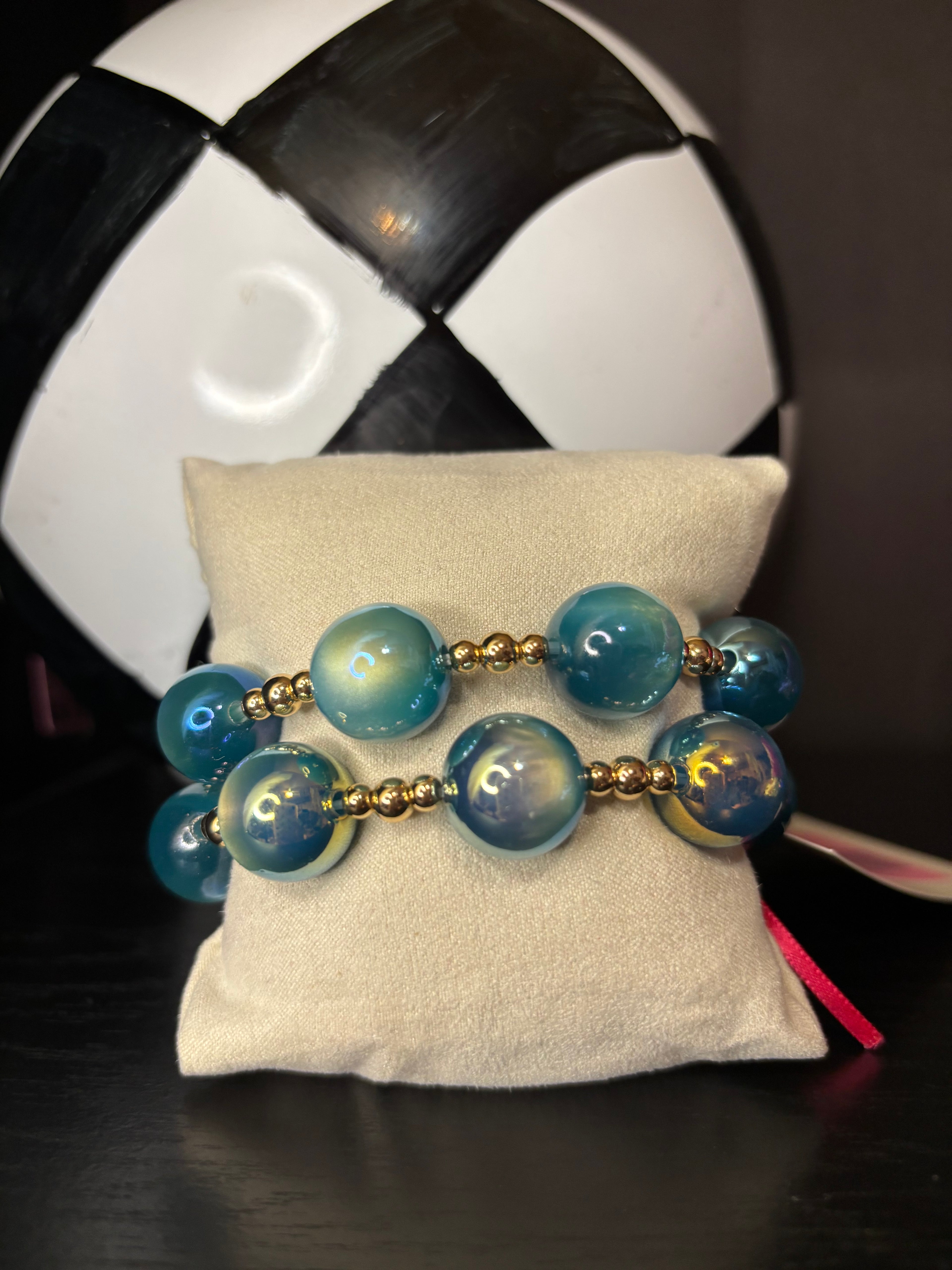 Large Blue Beaded Bracelet