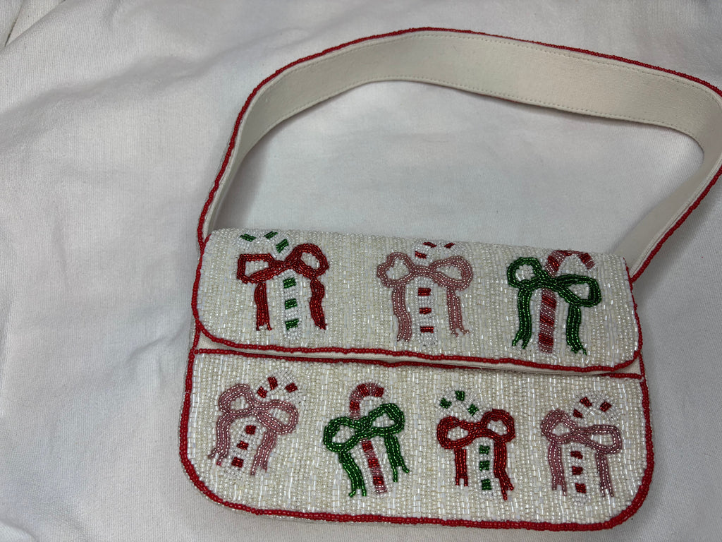 Candy Cane Beaded Shoulder Bag