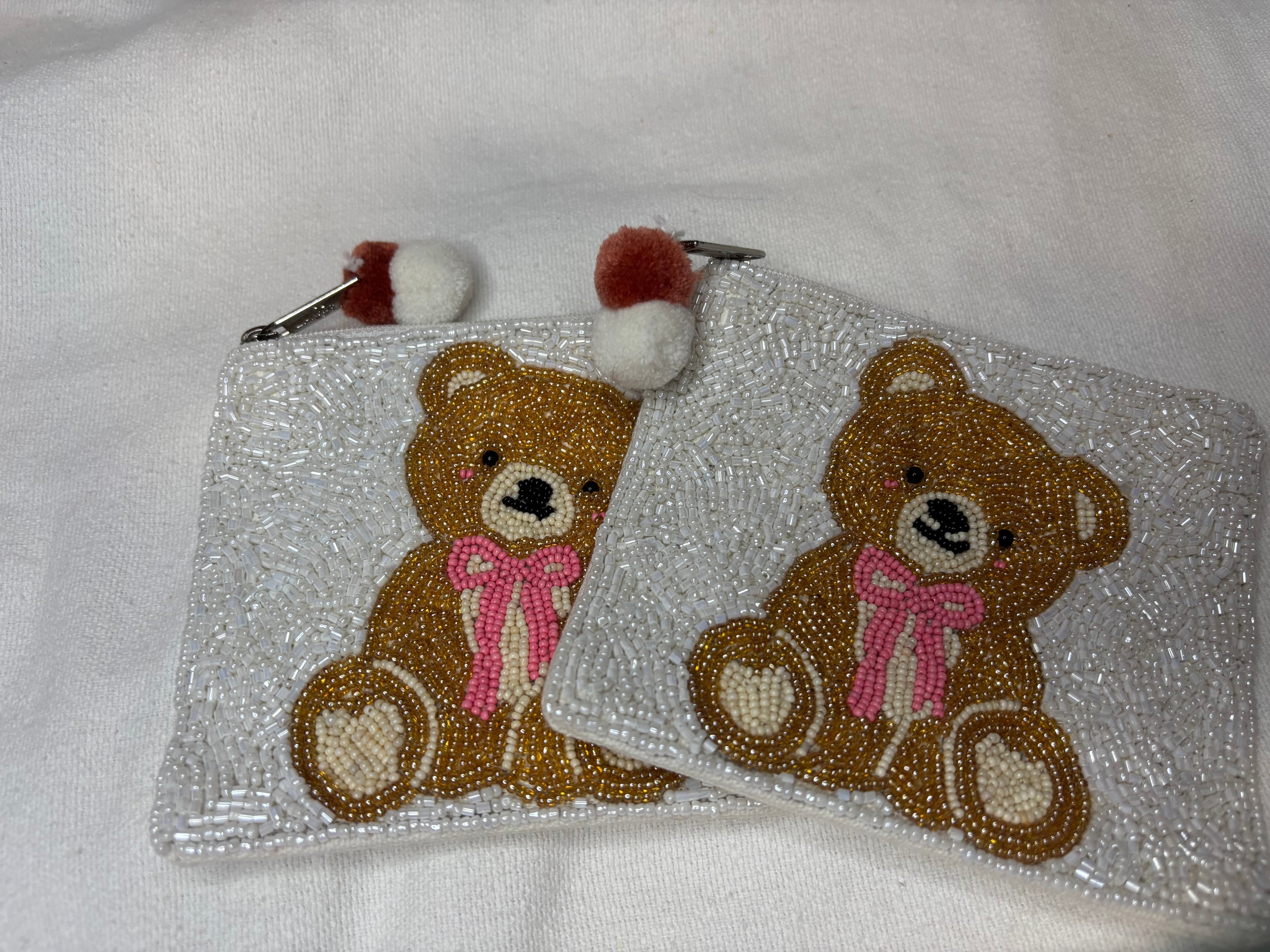 Teddy Beaded Pouch