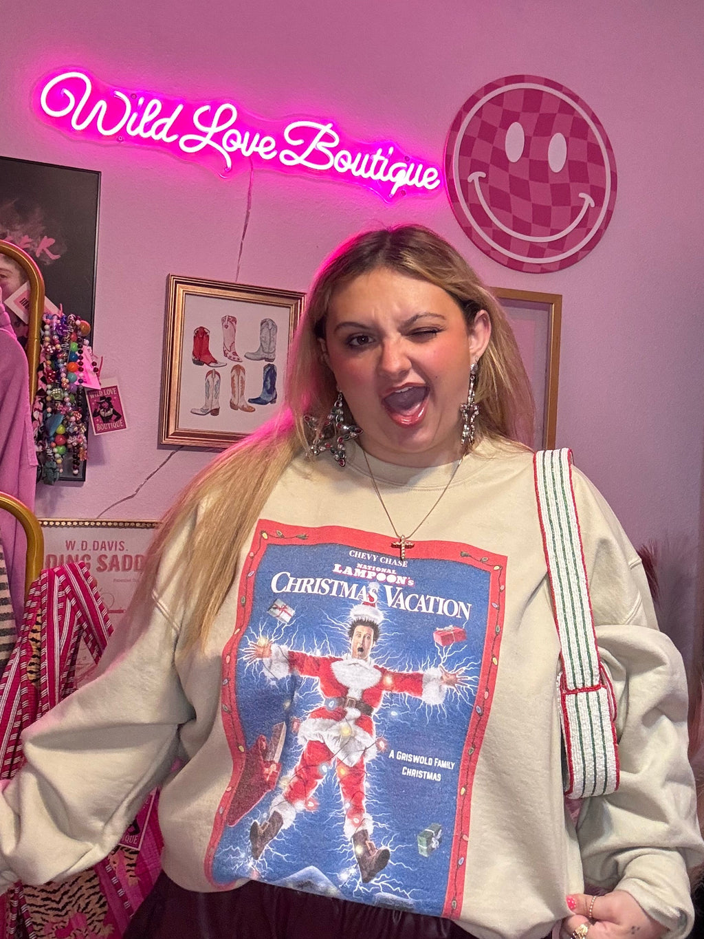 Candy Cane Beaded Shoulder Bag