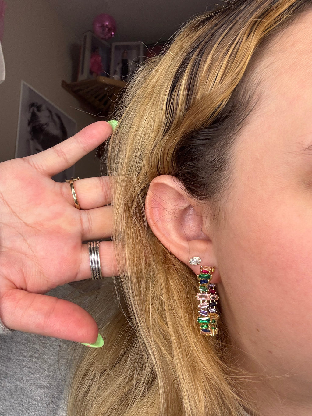 Rainbow Baguette Hoop