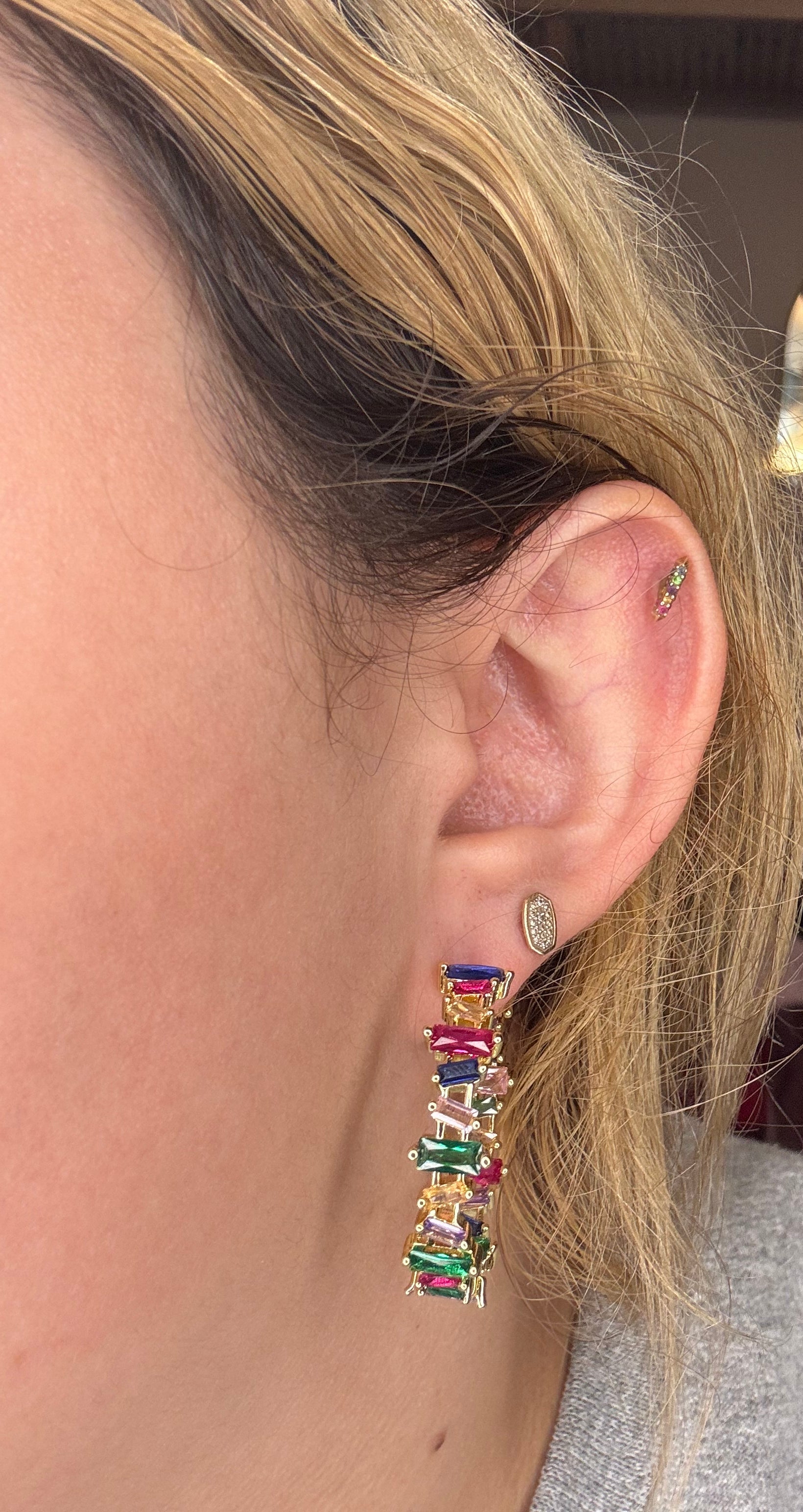 Rainbow Baguette Hoop